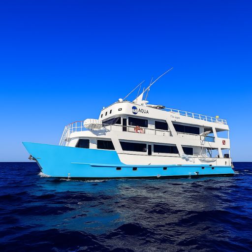 Aqua cruise ship on the Galapagos Islands